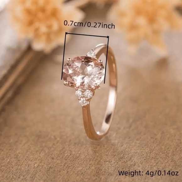 Beautiful Rose Gold Romantic Decorative Sz 8 Ring Zircon Gift - Picture 2 of 6